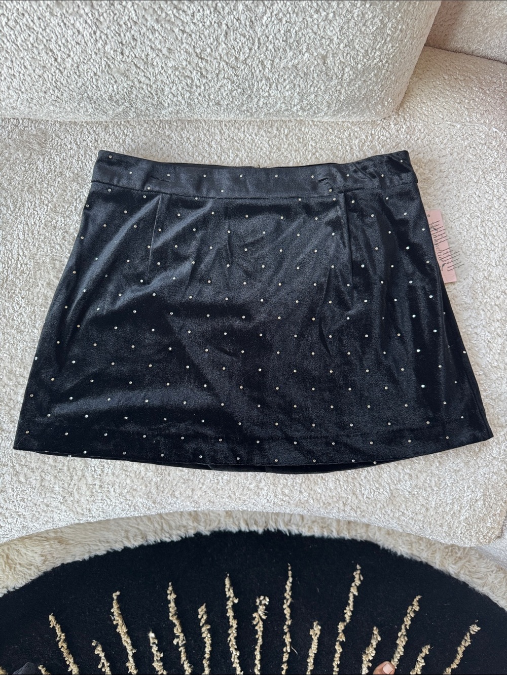 Nanette Lepore Black Velvet Mini Skirt with Studs